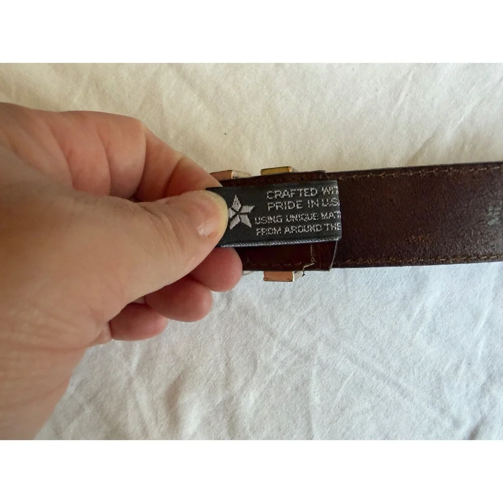 Brighton Brown Crocodile Embossed Leather Western Belt Silver Braided Buckle 32